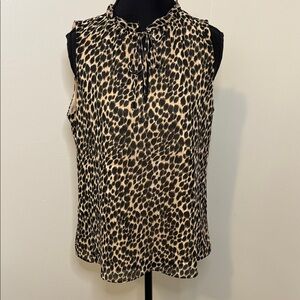 J. Crew Black and Tan Leopard Print‎ Blouse